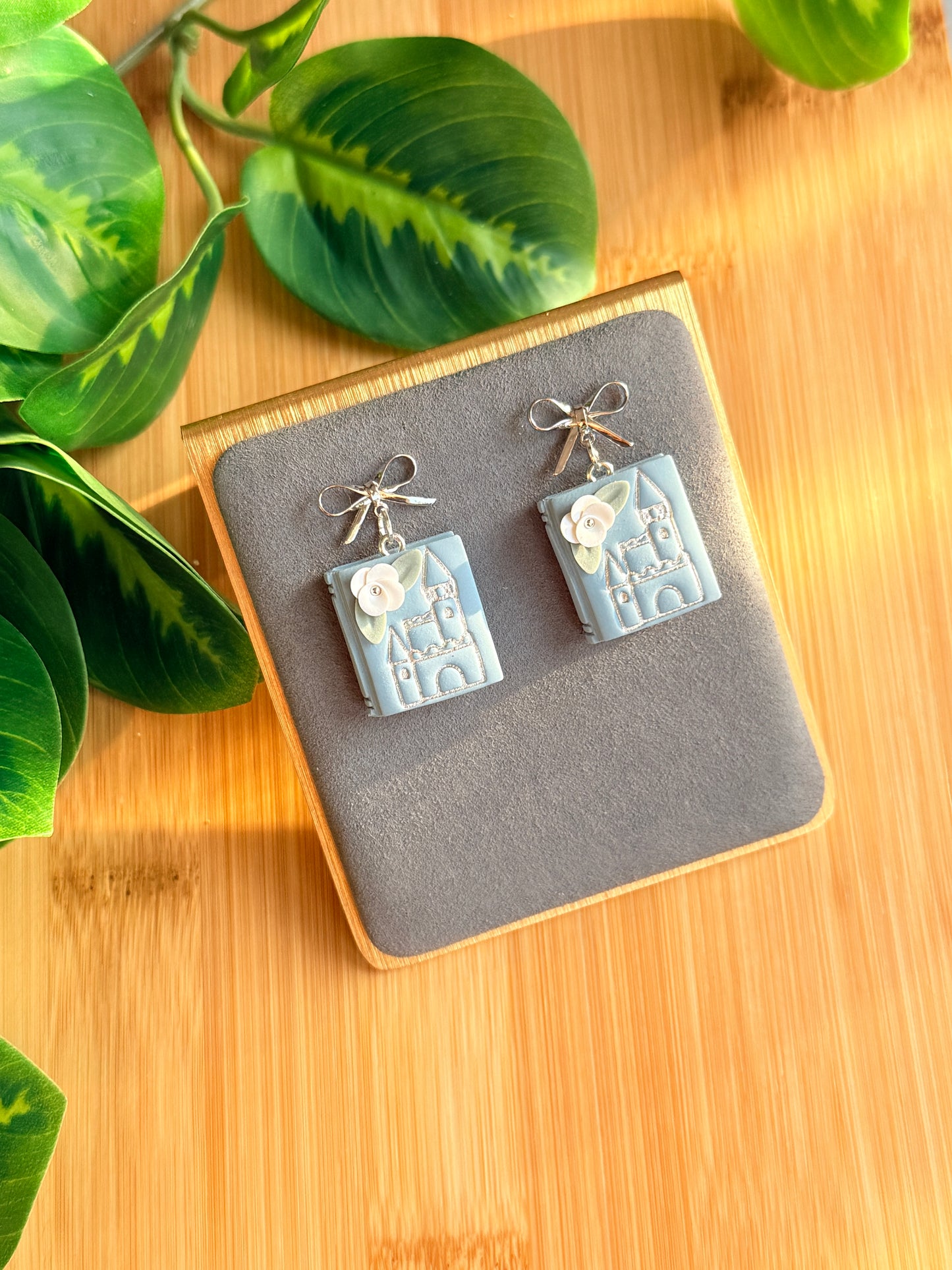 Floral Castle Book Earrings | Polymer Clay Earrings
