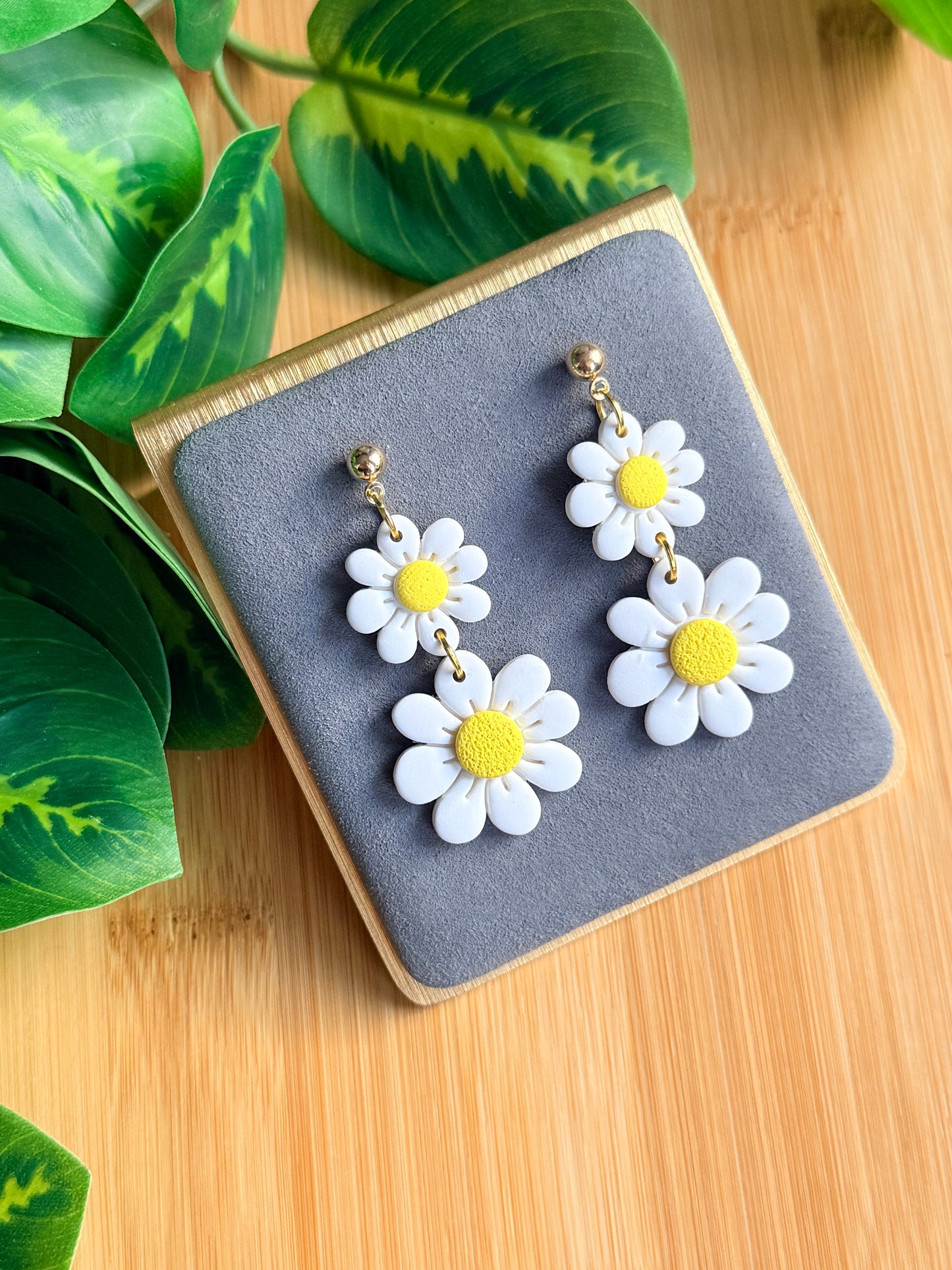 Double Daisy Earrings | Polymer Clay Earrings