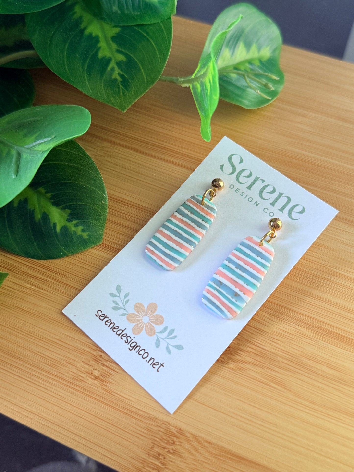 Rectangle Coastal Stripe Dangles