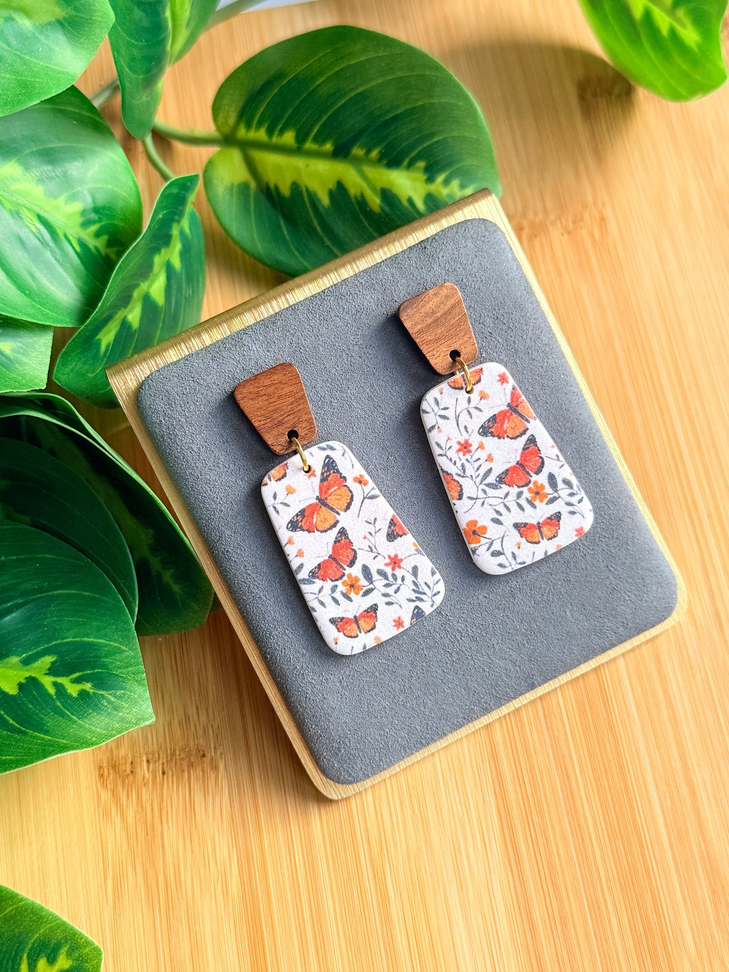 Butterfly Floral Earrings | Polymer Clay Earrings