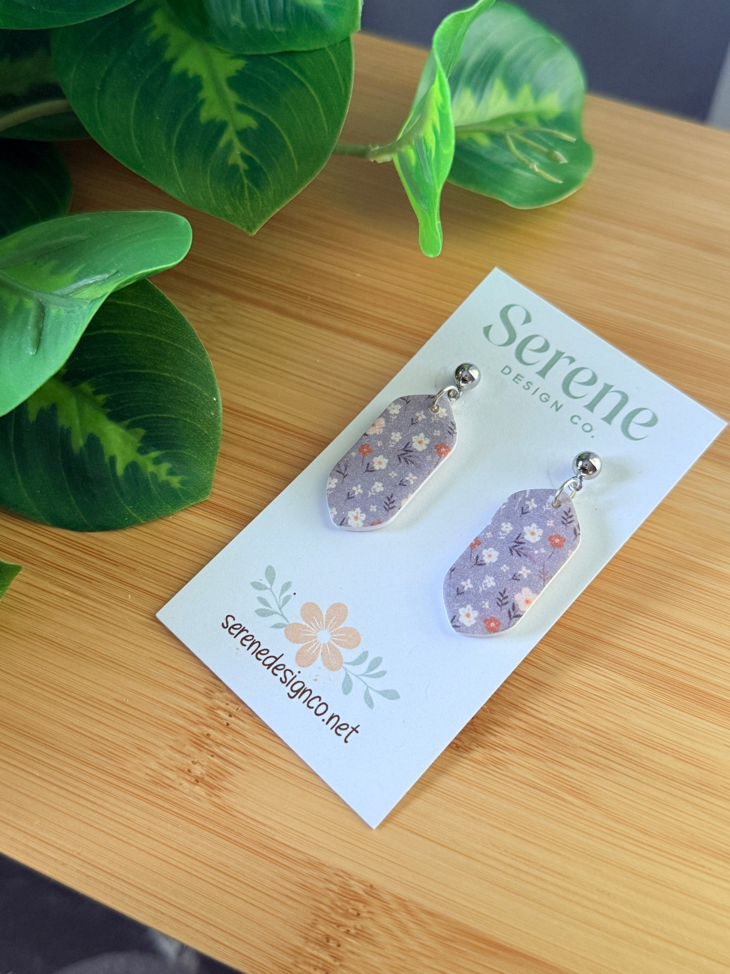 Purple Floral Dangles