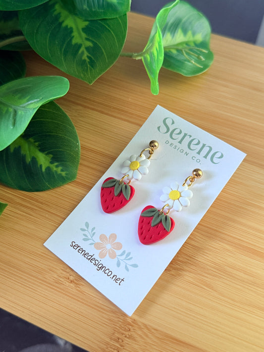 Strawberry Daisy Dangles