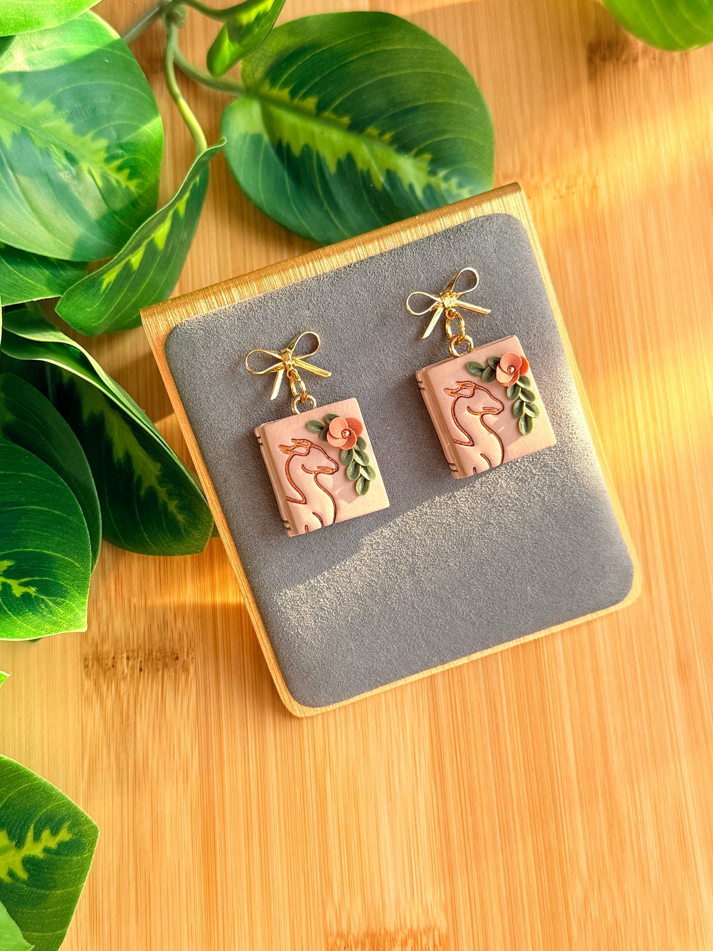 Floral Dragon Book Earrings | Polymer Clay Earrings