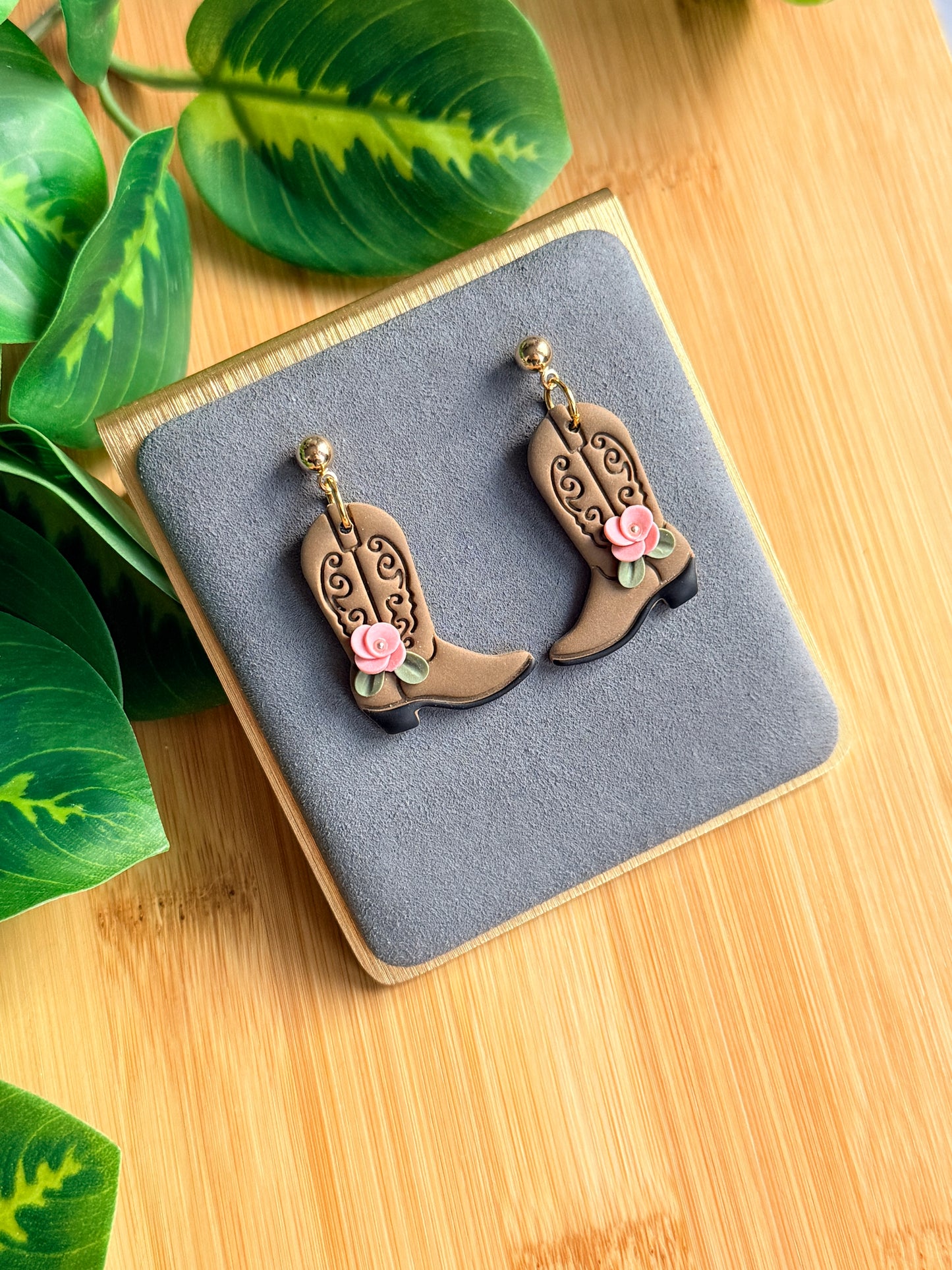 Floral Cowboy Boot Earrings | Polymer Clay Earrings