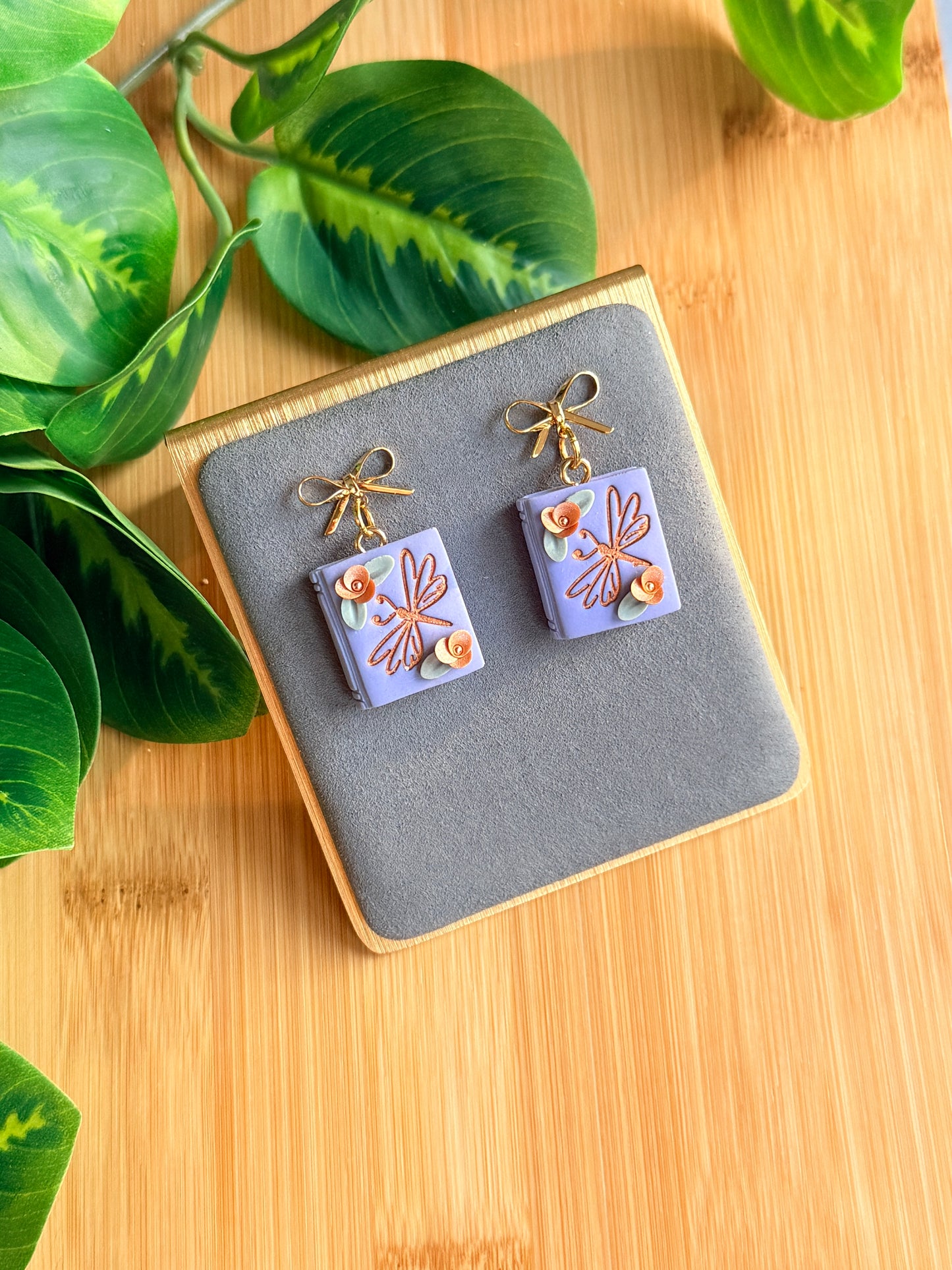 Dragonfly Book Earrings | Polymer Clay Earrings