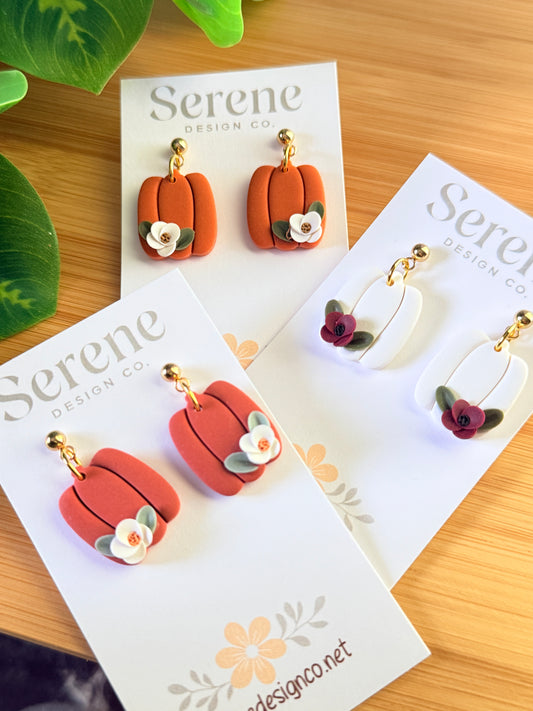 Floral Pumpkin Dangles