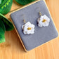White Statement Flower Earrings | Polymer Clay Earrings