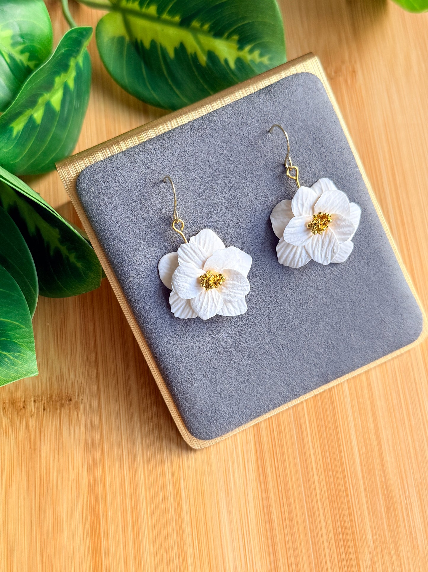 White Statement Flower Earrings | Polymer Clay Earrings