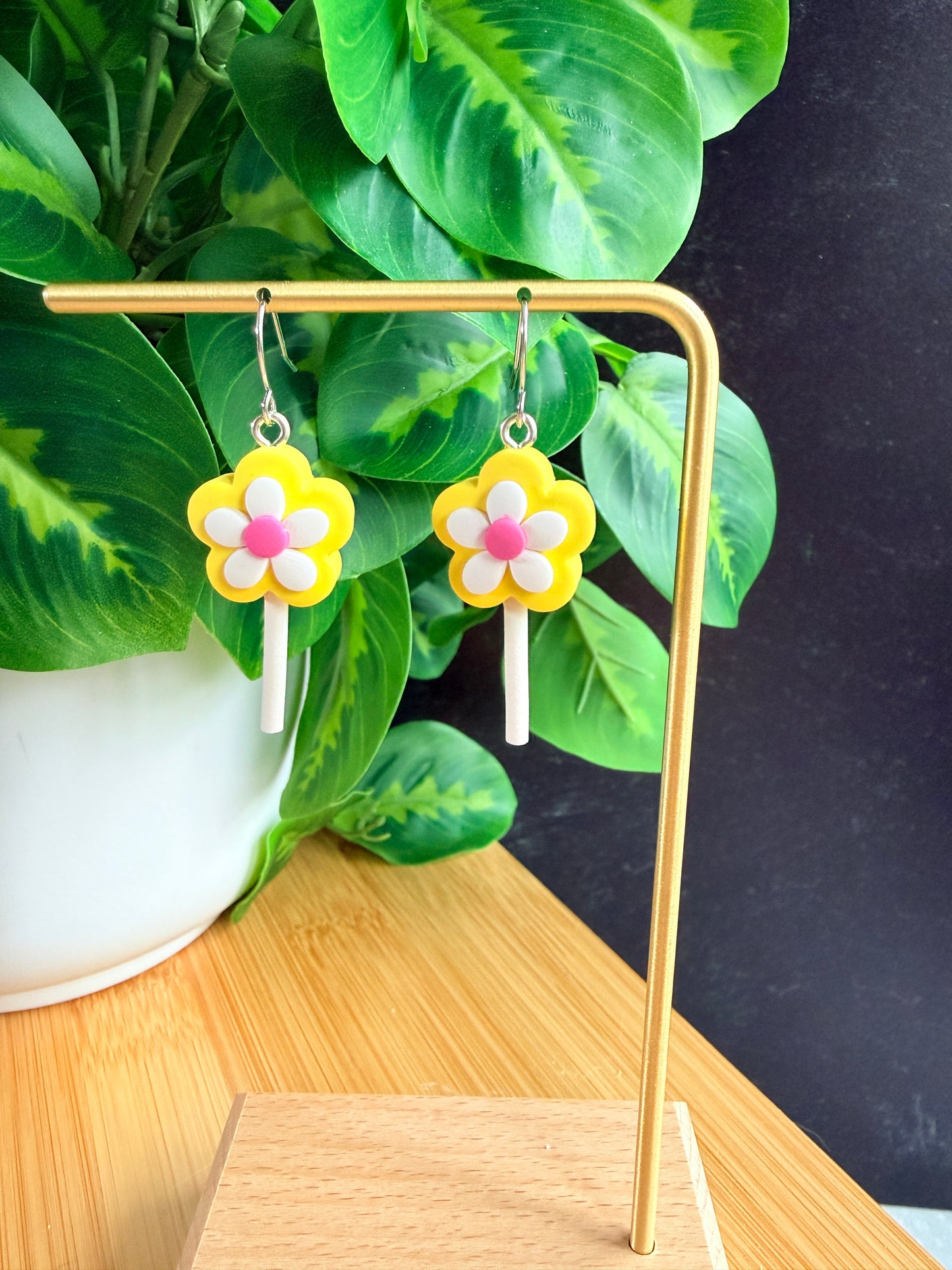 Yellow Daisy Cake Pop Earrings