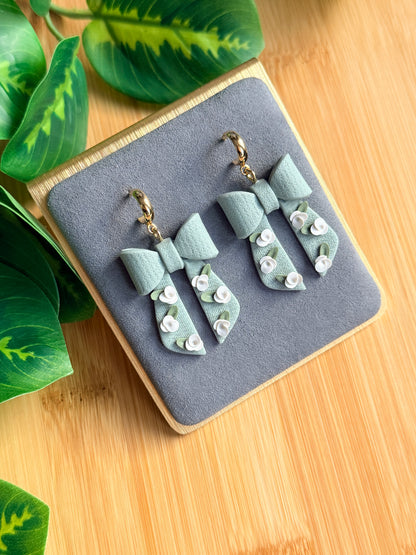 Floral Bow Earrings | Polymer Clay Earrings