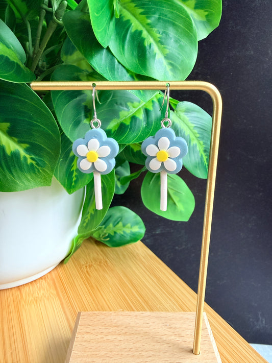 Blue Daisy Cake Pop Earrings